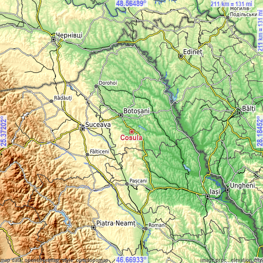 Topographic map of Coșula