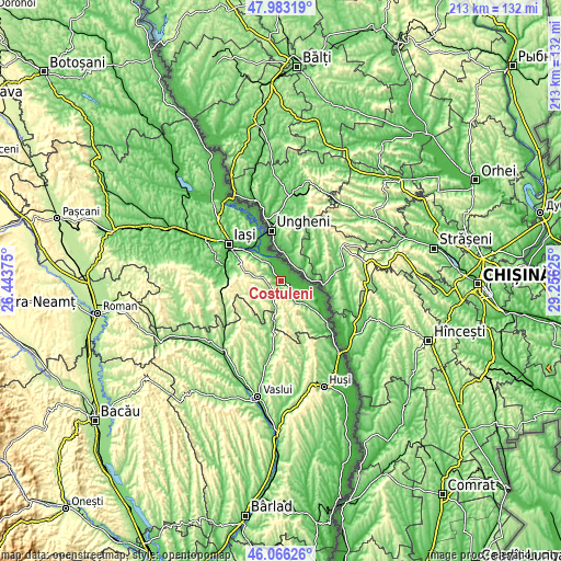 Topographic map of Costuleni