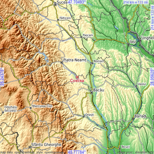 Topographic map of Costişa