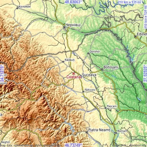 Topographic map of Costâna