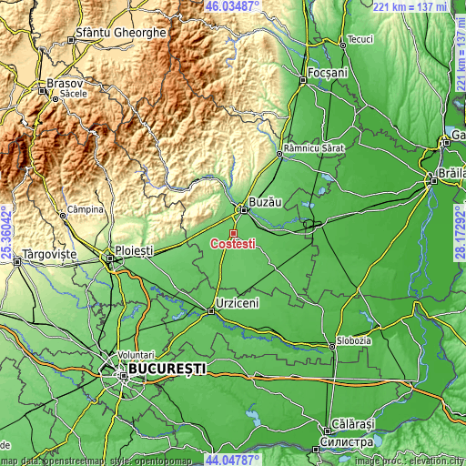 Topographic map of Costeşti