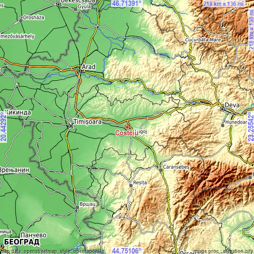 Topographic map of Coşteiu