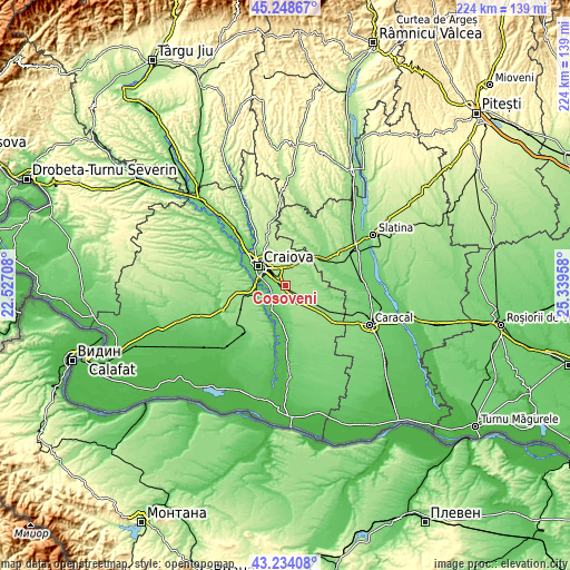 Topographic map of Coşoveni