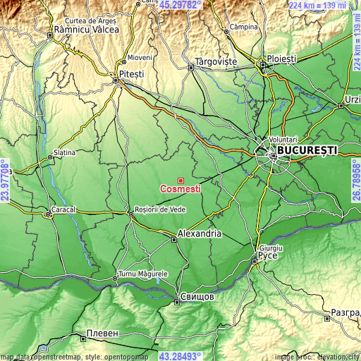 Topographic map of Cosmeşti