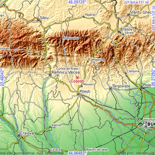 Topographic map of Coşeşti