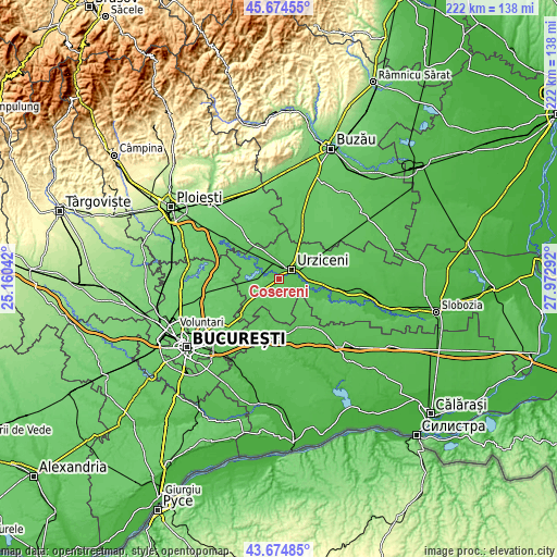 Topographic map of Coşereni