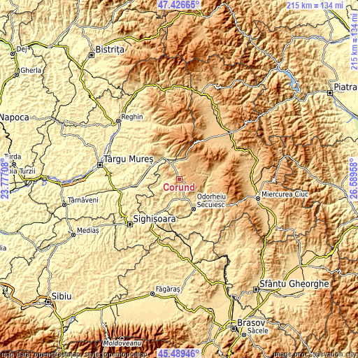 Topographic map of Corund