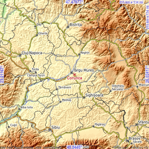 Topographic map of Corunca