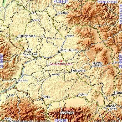 Topographic map of Coroisânmartin
