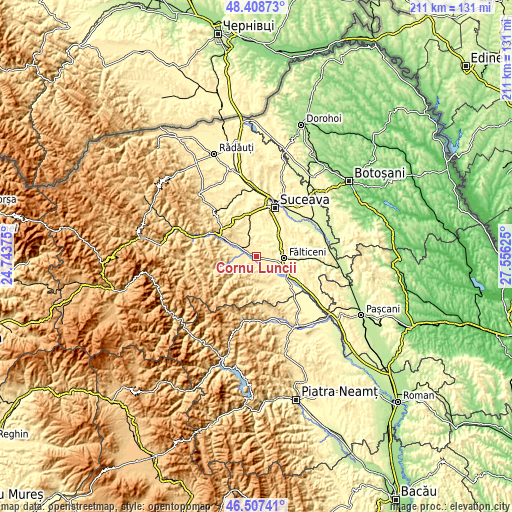 Topographic map of Cornu Luncii