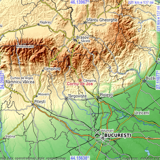 Topographic map of Cornu de Jos