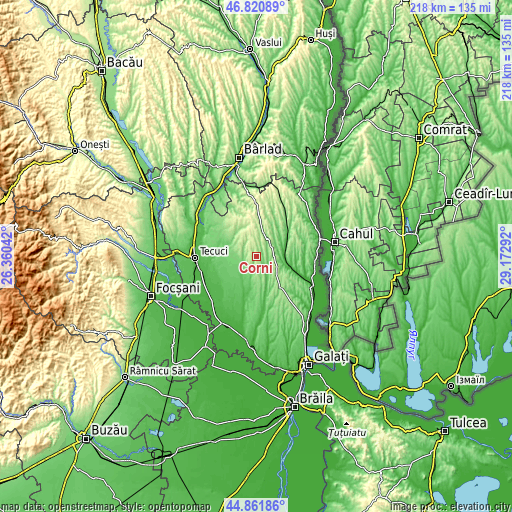 Topographic map of Corni