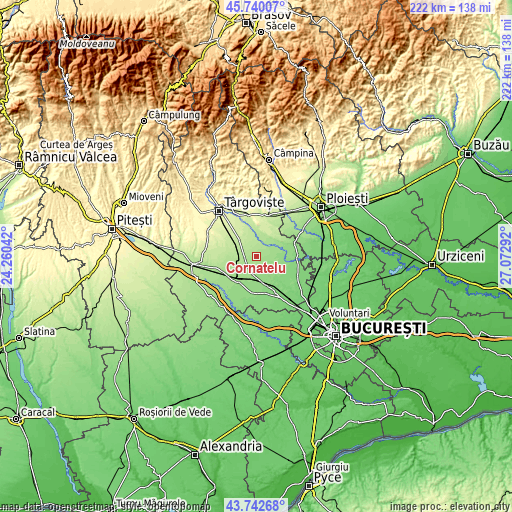 Topographic map of Cornăţelu