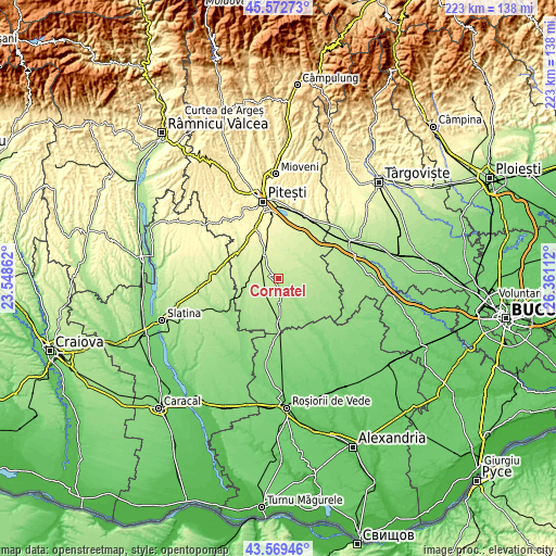 Topographic map of Cornățel