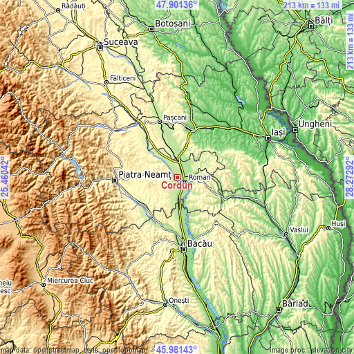Topographic map of Cordun