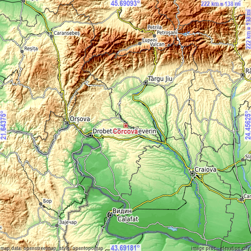 Topographic map of Corcova