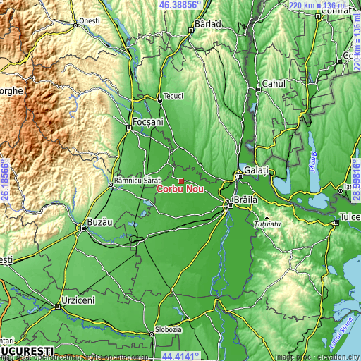 Topographic map of Corbu Nou