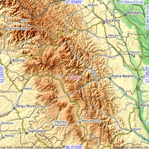 Topographic map of Corbu