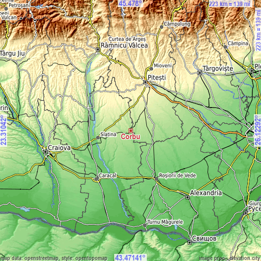 Topographic map of Corbu