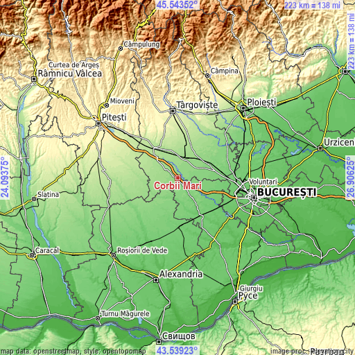 Topographic map of Corbii Mari