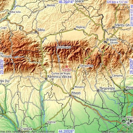 Topographic map of Corbi