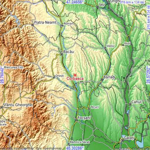 Topographic map of Corbasca