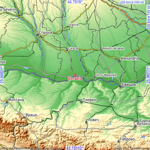 Topographic map of Corabia