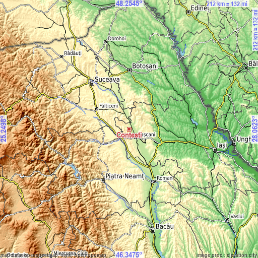 Topographic map of Conțești