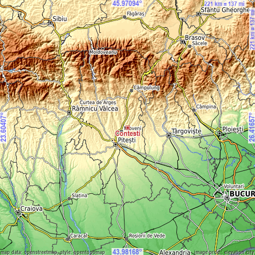 Topographic map of Conțești