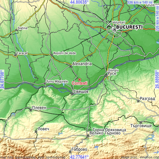 Topographic map of Conţeşti