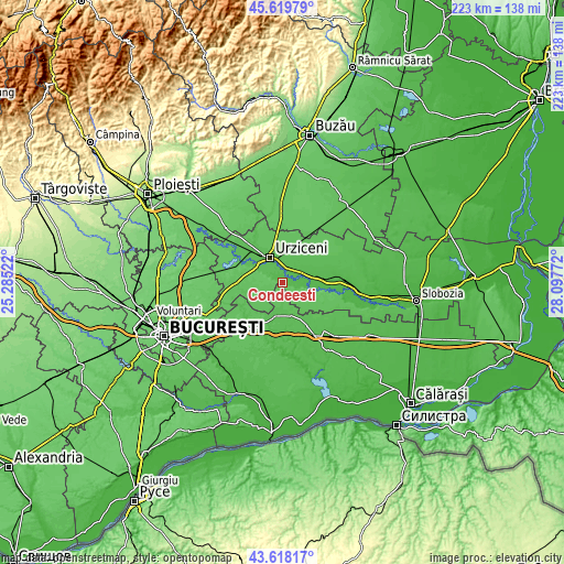 Topographic map of Condeești