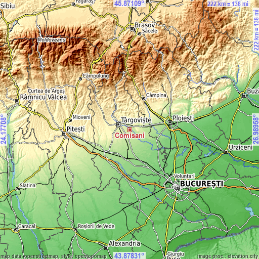 Topographic map of Comişani