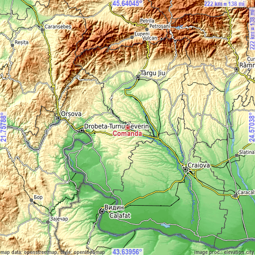 Topographic map of Comanda