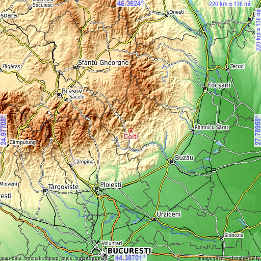 Topographic map of Colţi