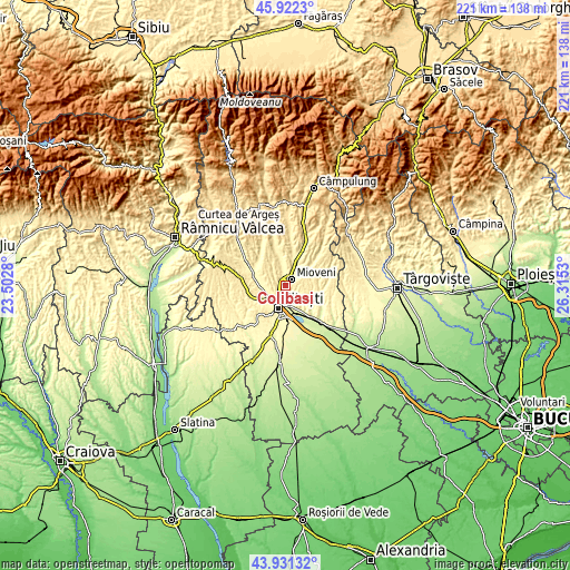 Topographic map of Colibași