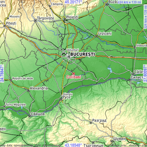 Topographic map of Colibaşi