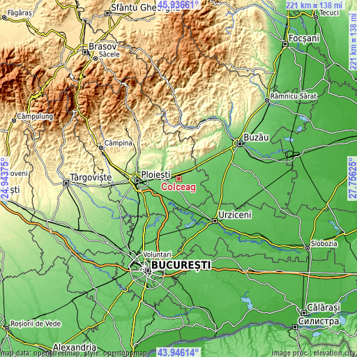 Topographic map of Colceag