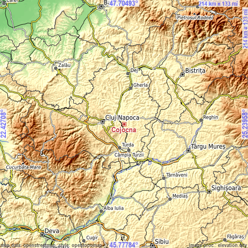 Topographic map of Cojocna