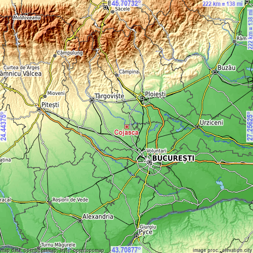 Topographic map of Cojasca