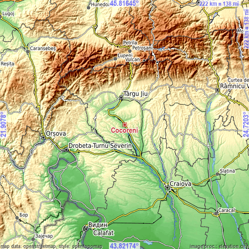 Topographic map of Cocoreni