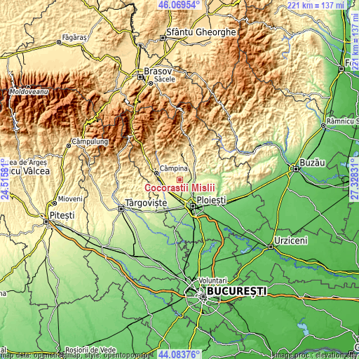 Topographic map of Cocorăștii Mislii