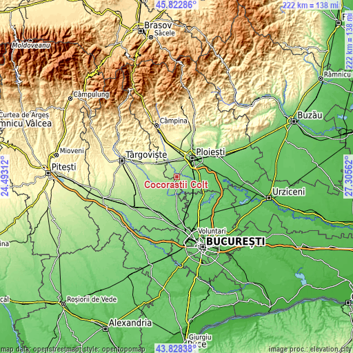 Topographic map of Cocorăștii Colț