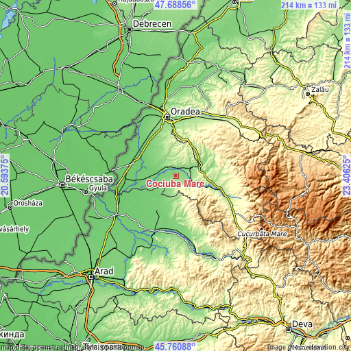 Topographic map of Cociuba Mare