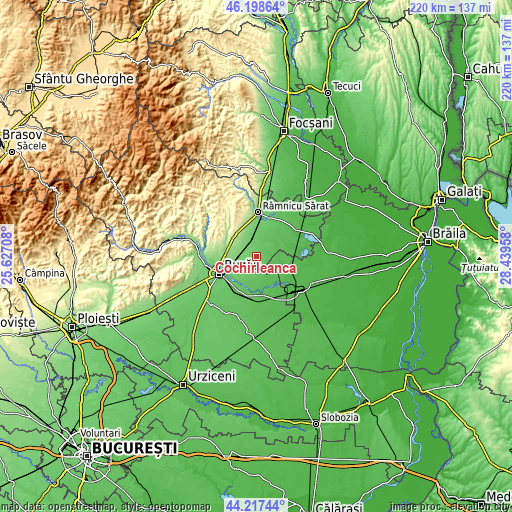 Topographic map of Cochirleanca