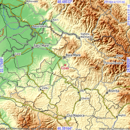 Topographic map of Coaș