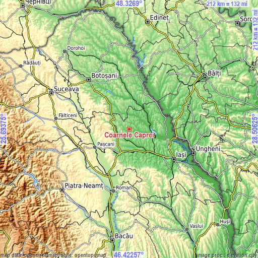 Topographic map of Coarnele Caprei