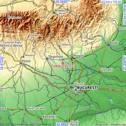 Topographic map of Coada Izvorului