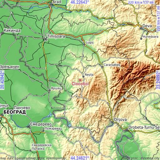 Topographic map of Clocotici