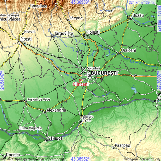 Topographic map of Clinceni