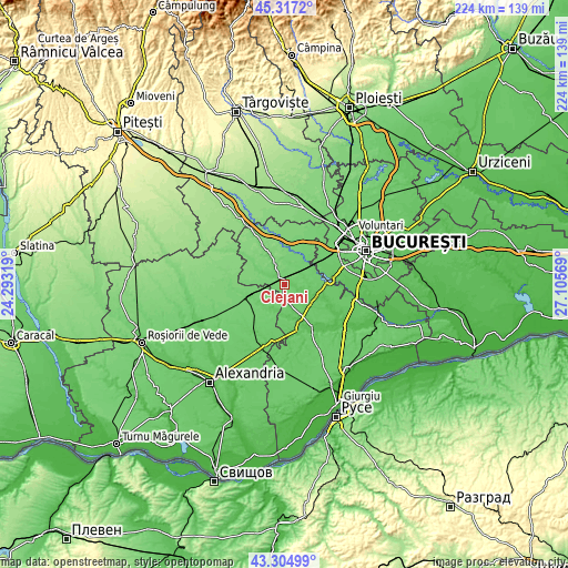 Topographic map of Clejani